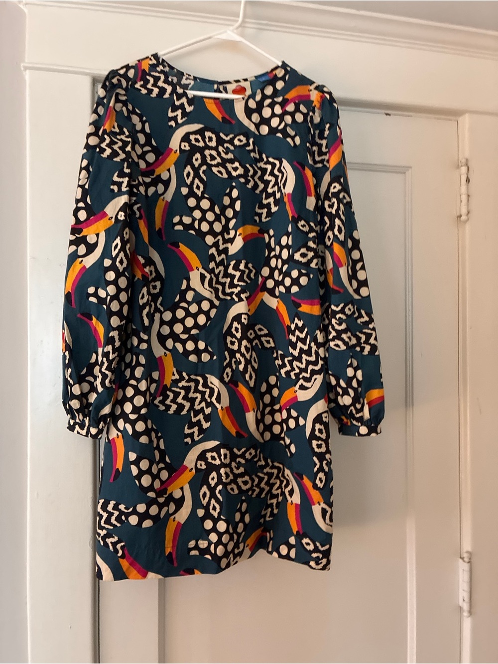 FARM Rio Teal Mini Dress Toucan with Multi-Color Abstract Print